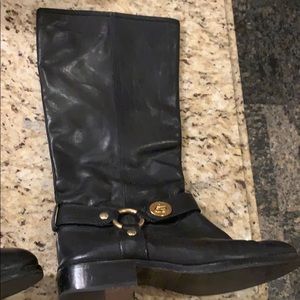 Coach black leather riding boots
